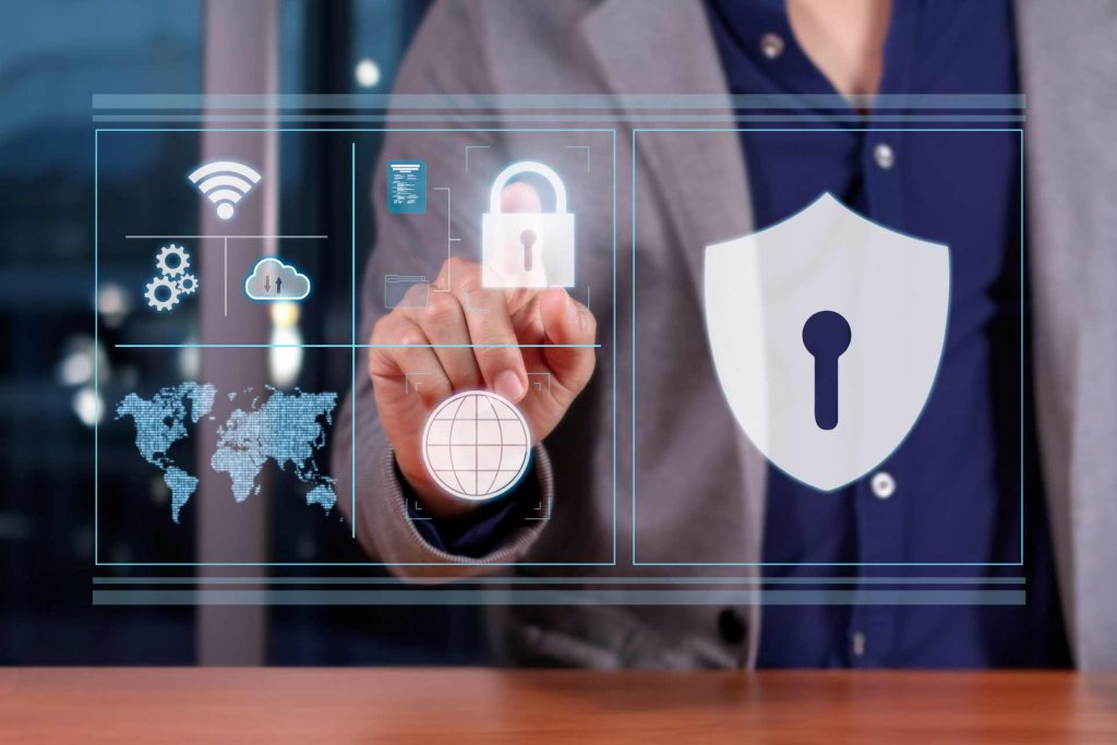 physical security, hologram with pictured graphics symbolising security